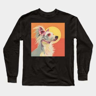 70s Chinese Crested Vibes: Pastel Pup Parade Long Sleeve T-Shirt